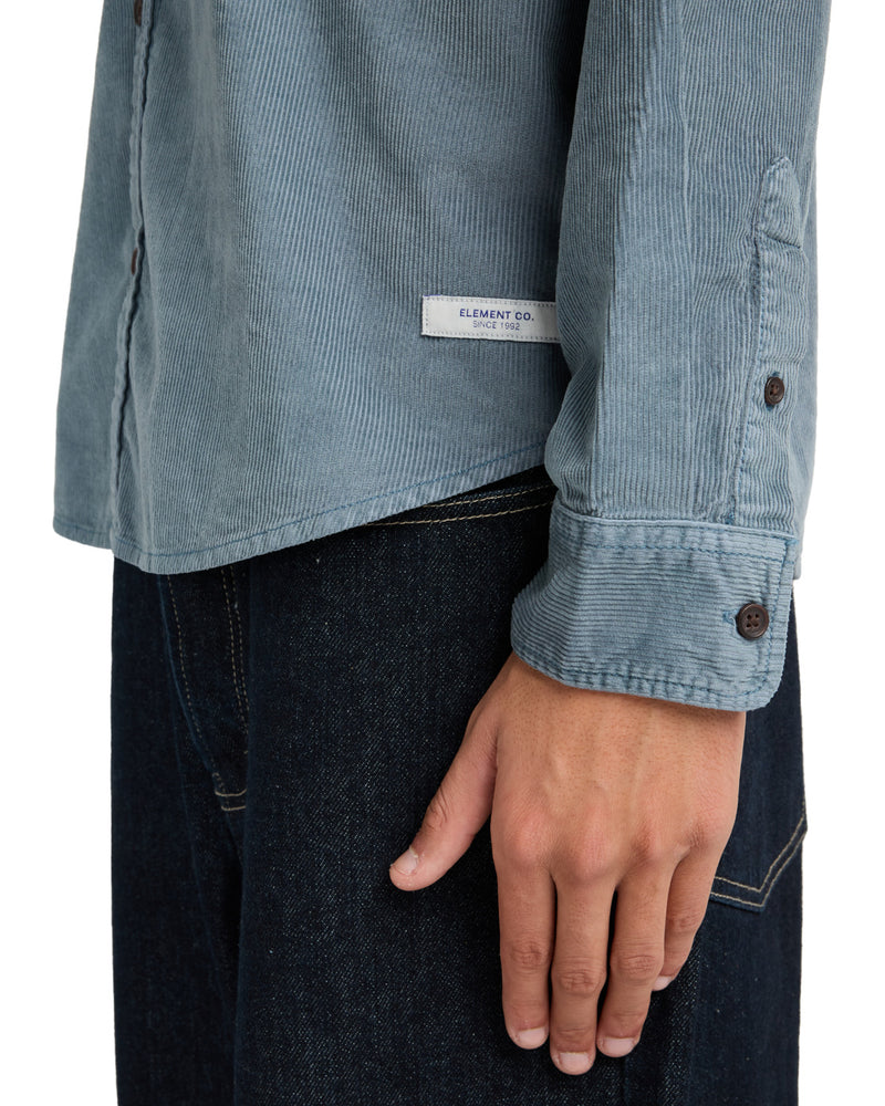 Load image into Gallery viewer, Element Men&#39;s Button Down Regular Corduroy Shirt Blue Mirage ELYWT00187-BMK0
