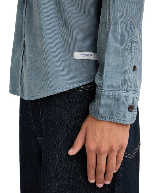 Element Men's Button Down Regular Corduroy Shirt Blue Mirage ELYWT00187-BMK0