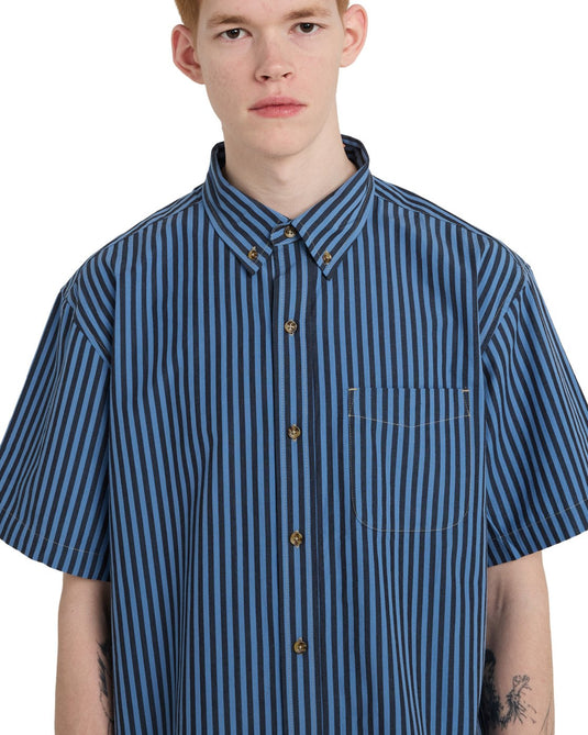 Element Men's Regular Button Down Short Sleeve Shirt Riviera/Offblack ELYWT00196-BLC3