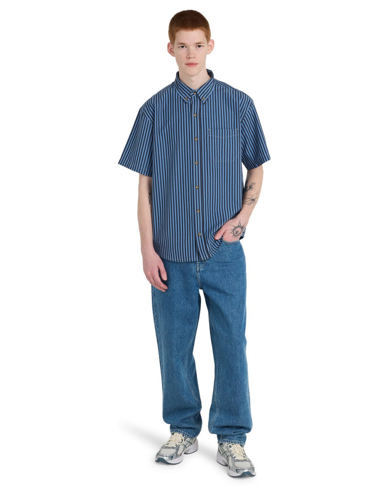Load image into Gallery viewer, Element Men's Regular Button Down Short Sleeve Shirt Riviera/Offblack ELYWT00196-BLC3
