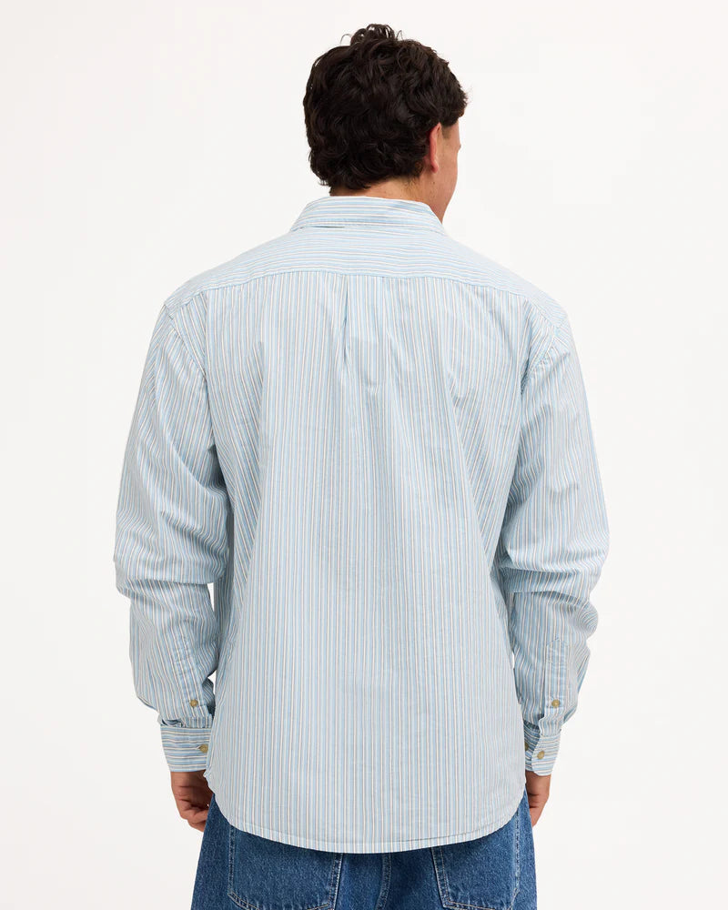 Load image into Gallery viewer, Element Men's Button Down Regular Poplin Long Sleeve Shirt Blue ELYWT00198-BGJ3

