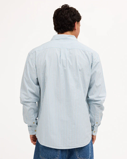 Element Men's Button Down Regular Poplin Long Sleeve Shirt Blue ELYWT00198-BGJ3
