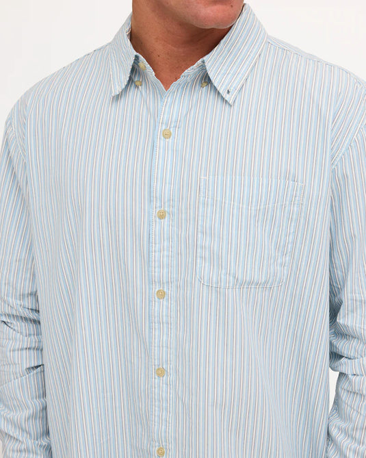 Element Men's Button Down Regular Poplin Long Sleeve Shirt Blue ELYWT00198-BGJ3