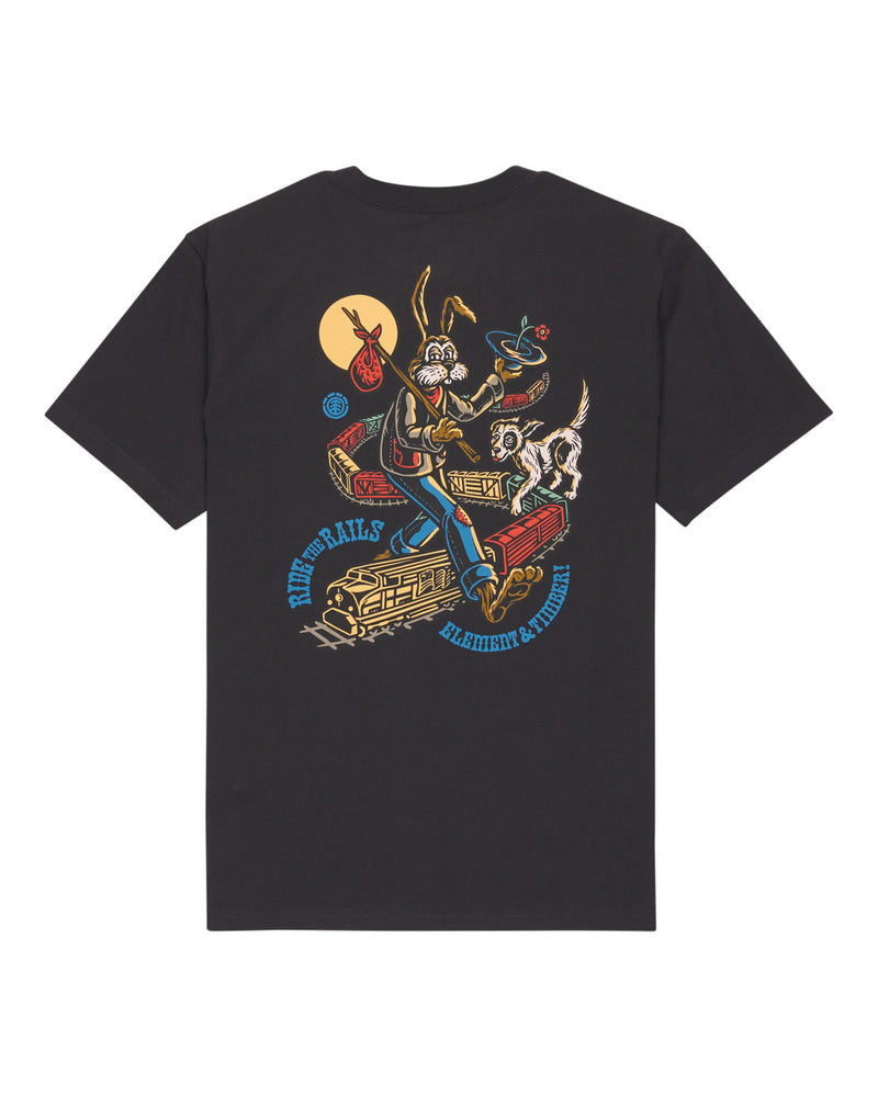 Load image into Gallery viewer, Element Men&#39;s Timber On Track Short Sleeve T-Shirt Off Black ELYZT00575-KTA0
