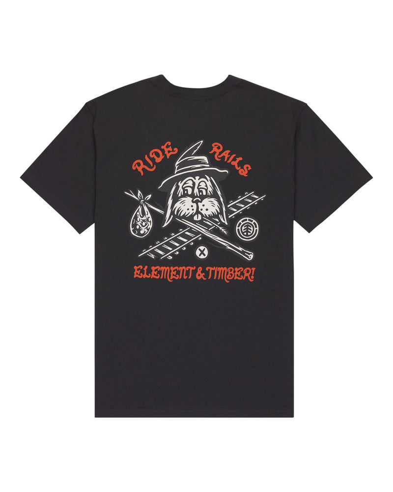 Load image into Gallery viewer, Element Men&#39;s Timber Hobos T-Shirt Off Black ELYZT00582-KTA0
