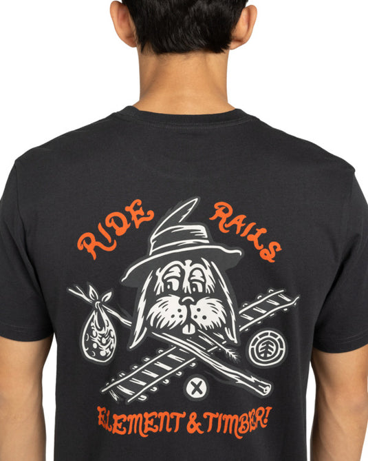 Element Men's Timber Hobos T-Shirt Off Black ELYZT00582-KTA0
