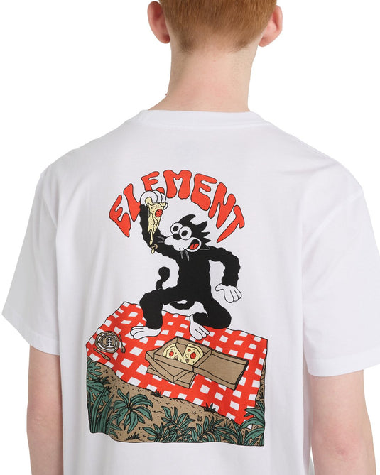 Element Men's Pizza Short Sleeved T-Shirt White ELYZT00630-WBB0