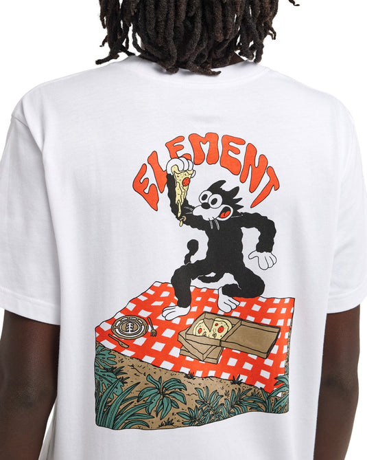 Element Men's Pizza Short Sleeved T-Shirt White ELYZT00630-WBB0