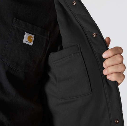 Carhartt Mens' Rain Defender™ Loose Fit Heavyweight Quilted Snap Front Shirt Jacket Black 107270-BLK