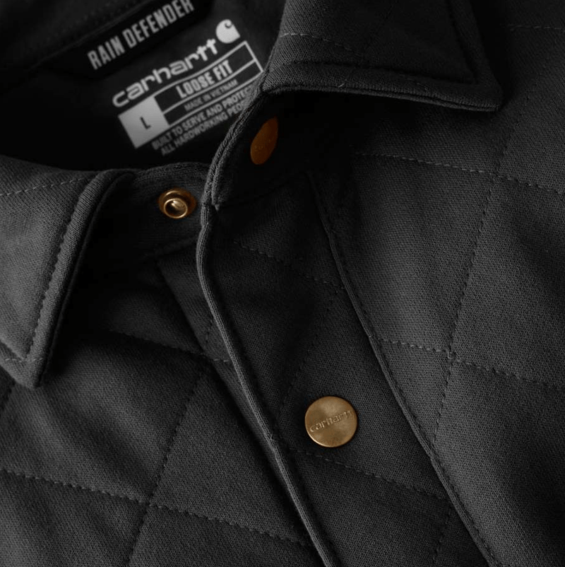 Load image into Gallery viewer, Carhartt Mens&#39; Rain Defender™ Loose Fit Heavyweight Quilted Snap Front Shirt Jacket Black 107270-BLK
