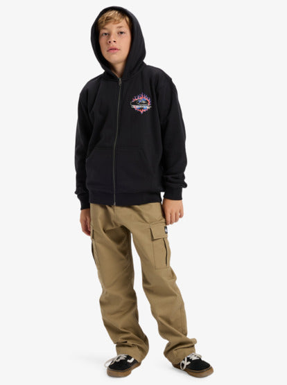 Load image into Gallery viewer, Quiksilver Kids&#39; Graphic (8-16) Full Zip Hoodie Black EQBFT03958-KVJ0
