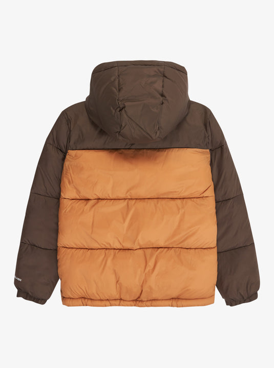 Quiksilver Kid's Cold Days Hooded Puffer Jacket (8-16) Chocolate Brown EQBJK03343-CSD0