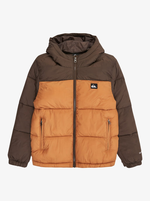 Quiksilver Kid's Cold Days Hooded Puffer Jacket (8-16) Chocolate Brown EQBJK03343-CSD0