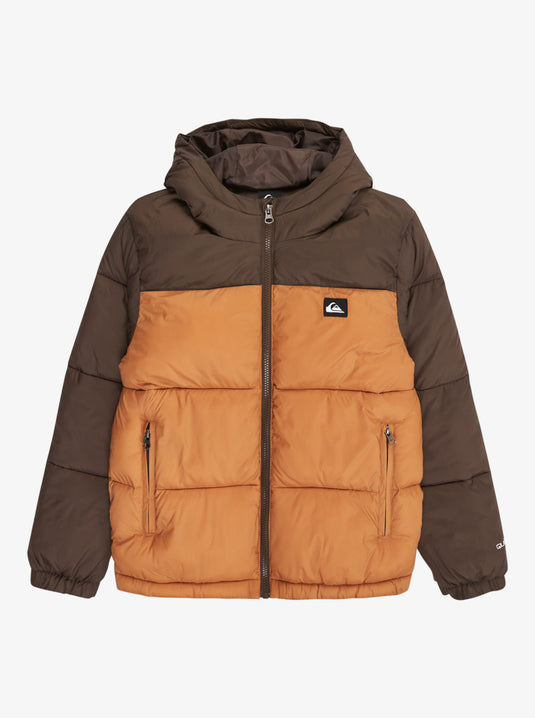 Quiksilver Kid's Cold Days Hooded Puffer Jacket (8-16) Chocolate Brown EQBJK03343-CSD0