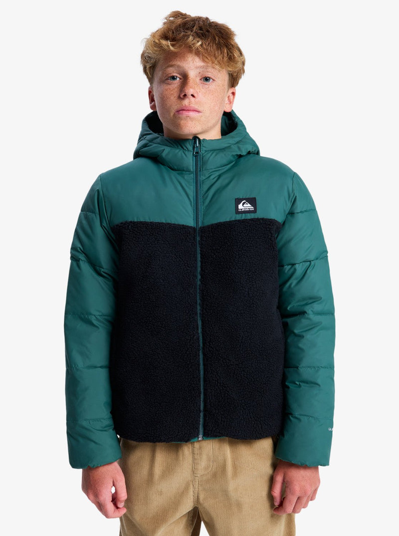 Load image into Gallery viewer, Quiksilver Kid&#39;s Scaly Reversible Hooded Insulator Jacket (8-16) Trekking Green EQBJK03347-TKR
