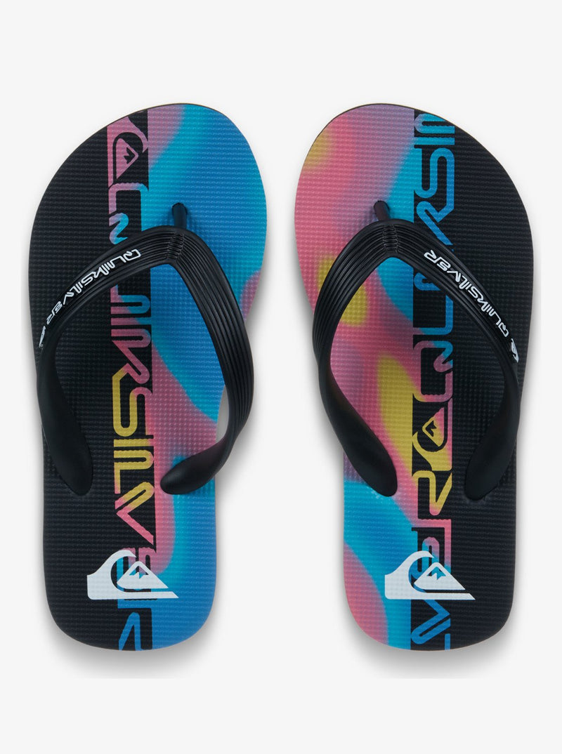 Load image into Gallery viewer, Quiksilver Kid's Molokai Art Flip Flops Black/Black/Pink EQBL100031-XKKM
