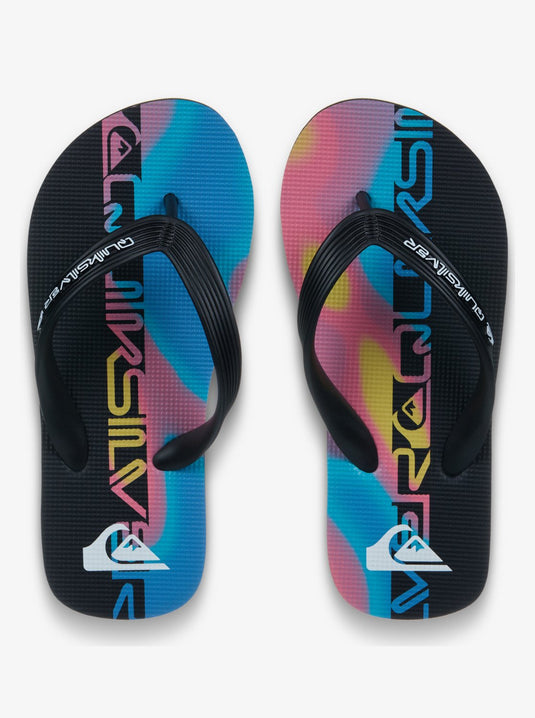 Quiksilver Kid's Molokai Art Flip Flops Black/Black/Pink EQBL100031-XKKM