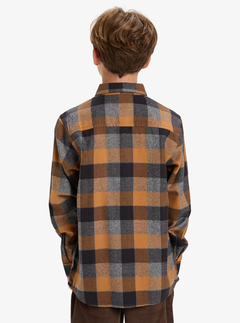 Load image into Gallery viewer, Quiksilver Kid&#39;s Motherfly Plaid Long Sleeve Shirt (8-16) Almond Motherfly Check EQBWT03405-CMD1
