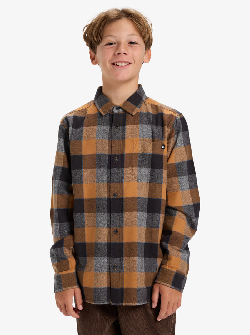 Load image into Gallery viewer, Quiksilver Kid&#39;s Motherfly Plaid Long Sleeve Shirt (8-16) Almond Motherfly Check EQBWT03405-CMD1
