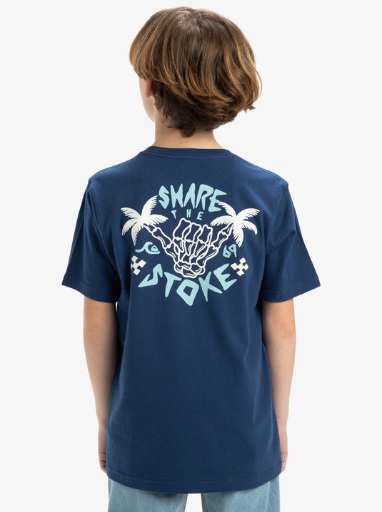 Quiksilver Kids' Ev Share The Stoke Short Sleeves T-Shirt Estate Blue EQBZT004854_BSW0