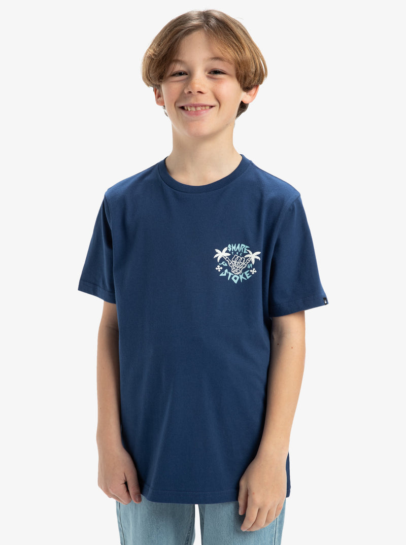 Load image into Gallery viewer, Quiksilver Kids&#39; Ev Share The Stoke Short Sleeves T-Shirt Estate Blue EQBZT004854_BSW0
