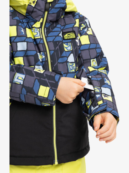 Load image into Gallery viewer, Quiksilver Kids' Little Mission Snow Jacket 3D Checker Yellow Plum EQKTJ03026-YEG1
