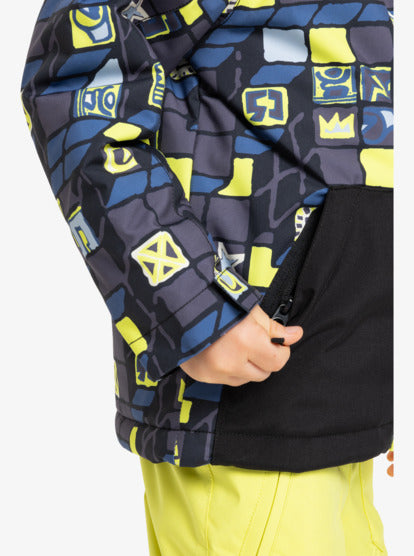 Load image into Gallery viewer, Quiksilver Kids' Little Mission Snow Jacket 3D Checker Yellow Plum EQKTJ03026-YEG1
