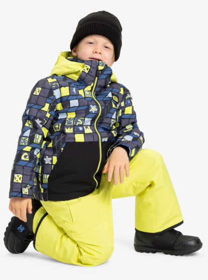 Load image into Gallery viewer, Quiksilver Kids' Little Mission Snow Jacket 3D Checker Yellow Plum EQKTJ03026-YEG1
