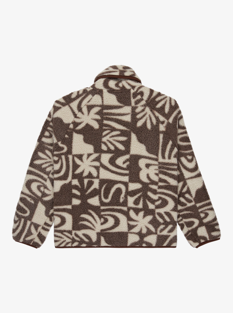 Load image into Gallery viewer, Quiksilver Women&#39;s Chalok Sherpa Buttoned Fleece Chocolate Brown Chalok Checker EQWPF03003-CSD6
