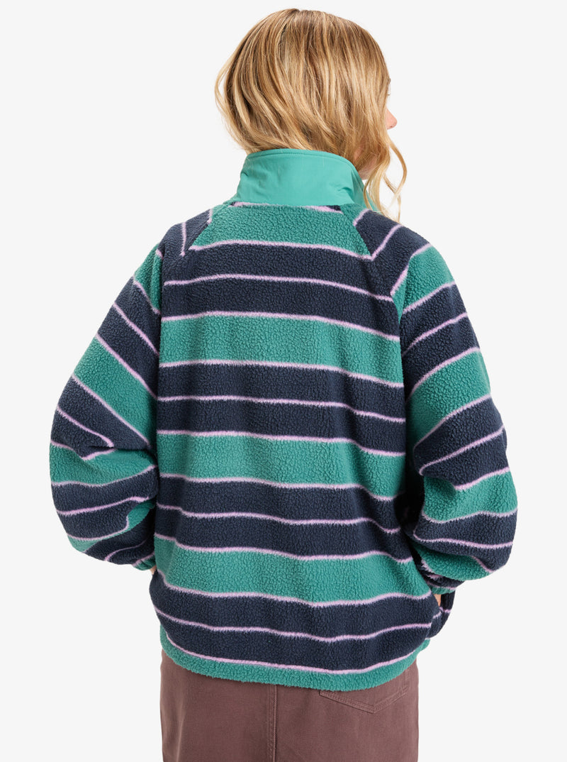 Load image into Gallery viewer, Quiksilver Women&#39;s Renek Half Zip Polar Fleece Deep Sea Strp Renek EQWPF03006-GMW6
