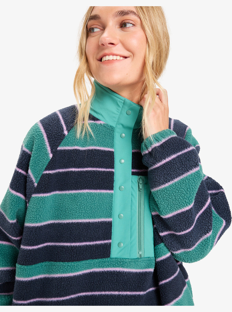 Load image into Gallery viewer, Quiksilver Women&#39;s Renek Half Zip Polar Fleece Deep Sea Strp Renek EQWPF03006-GMW6

