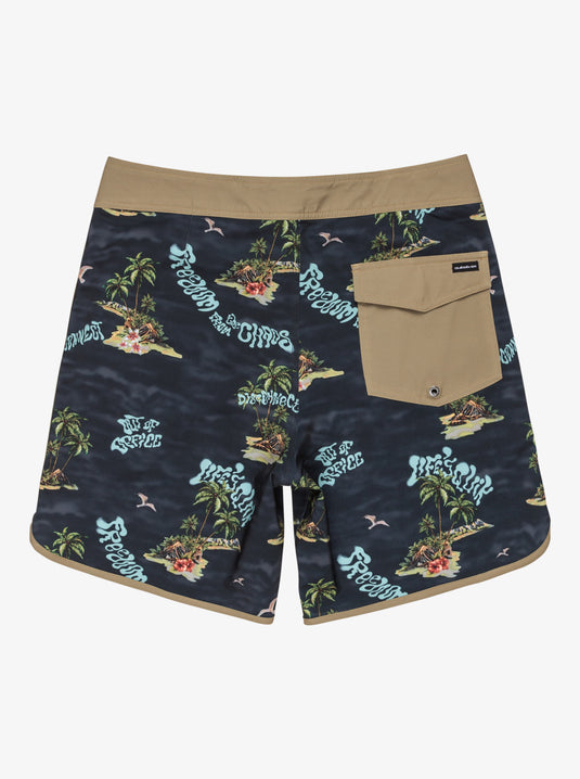 Quiksilver Men's Surfsilk Scallop 18'' Board Shorts Black Naturama EQYBS04862-KVJ6