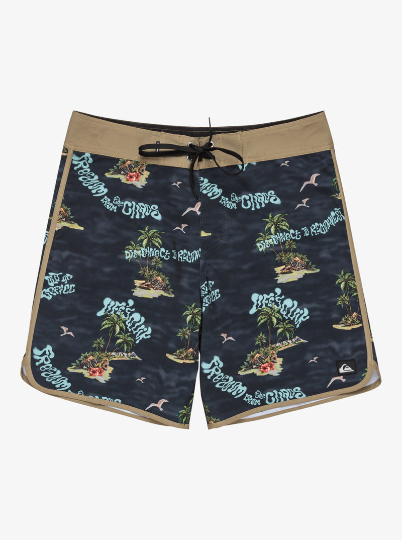 Load image into Gallery viewer, Quiksilver Men&#39;s Surfsilk Scallop 18&#39;&#39; Board Shorts Black Naturama EQYBS04862-KVJ6
