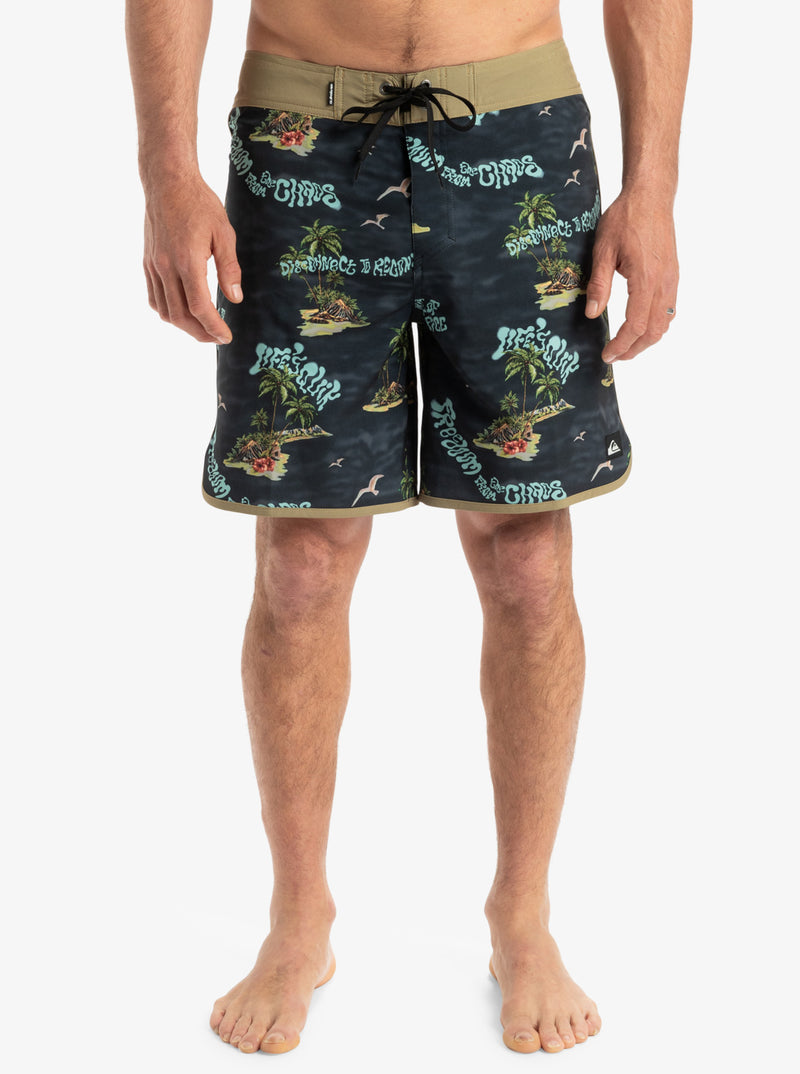 Load image into Gallery viewer, Quiksilver Men&#39;s Surfsilk Scallop 18&#39;&#39; Board Shorts Black Naturama EQYBS04862-KVJ6
