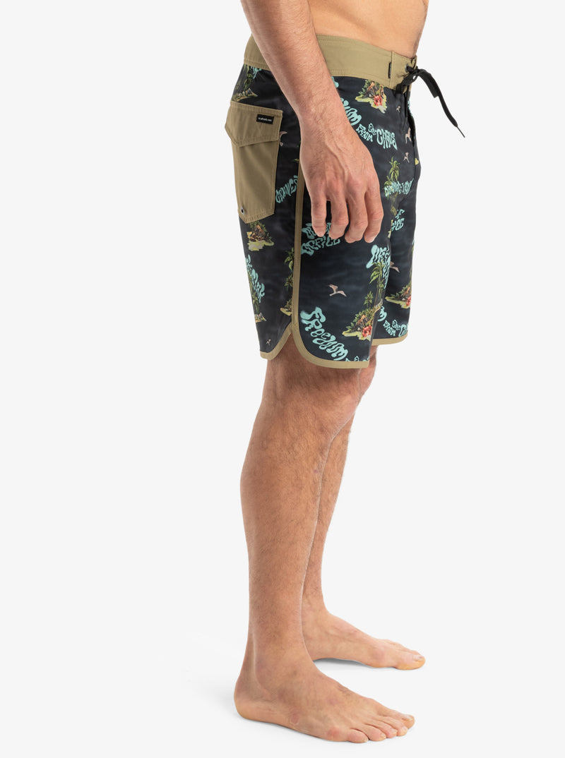 Load image into Gallery viewer, Quiksilver Men&#39;s Surfsilk Scallop 18&#39;&#39; Board Shorts Black Naturama EQYBS04862-KVJ6
