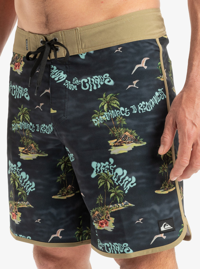 Load image into Gallery viewer, Quiksilver Men&#39;s Surfsilk Scallop 18&#39;&#39; Board Shorts Black Naturama EQYBS04862-KVJ6
