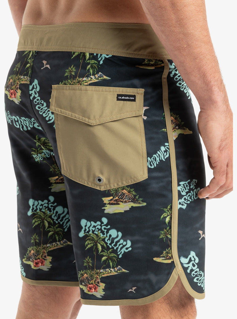 Load image into Gallery viewer, Quiksilver Men&#39;s Surfsilk Scallop 18&#39;&#39; Board Shorts Black Naturama EQYBS04862-KVJ6

