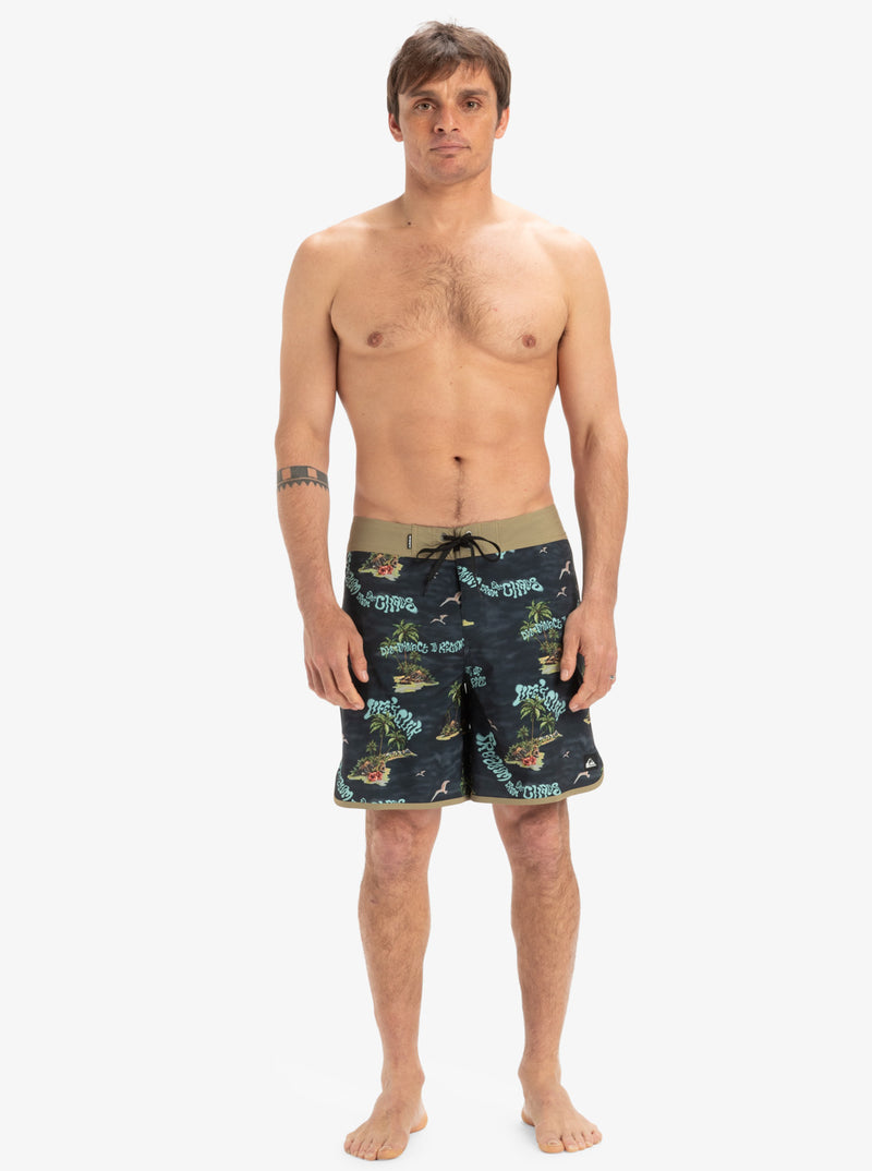 Load image into Gallery viewer, Quiksilver Men&#39;s Surfsilk Scallop 18&#39;&#39; Board Shorts Black Naturama EQYBS04862-KVJ6

