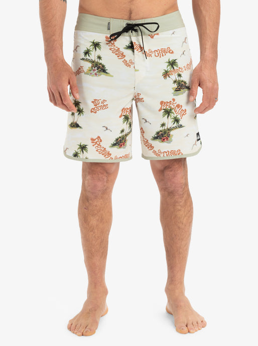 Quiksilver Men's Surfsilk Scallop 18'' Board Shorts Abbey Stone Naturama EQYBS04862-THQ6