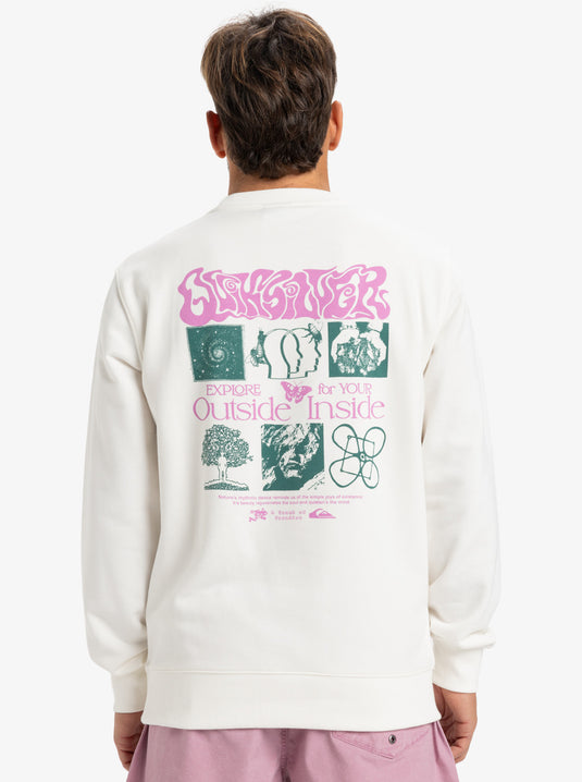 Quiksilver Men's Graphic Crew Neck Sweatshirt Snow White EQYFT05055_WBK0