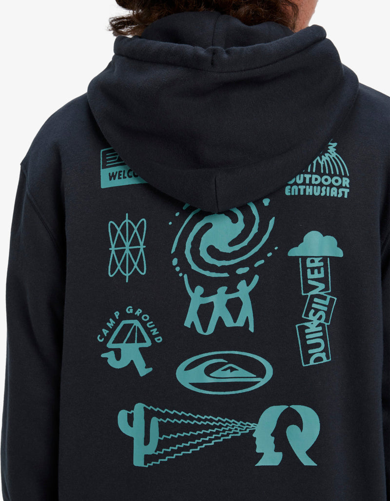 Load image into Gallery viewer, Quiksilver Men&#39;s Salt Water Graphic Hoodie Black EQYFT05126-KVJ0
