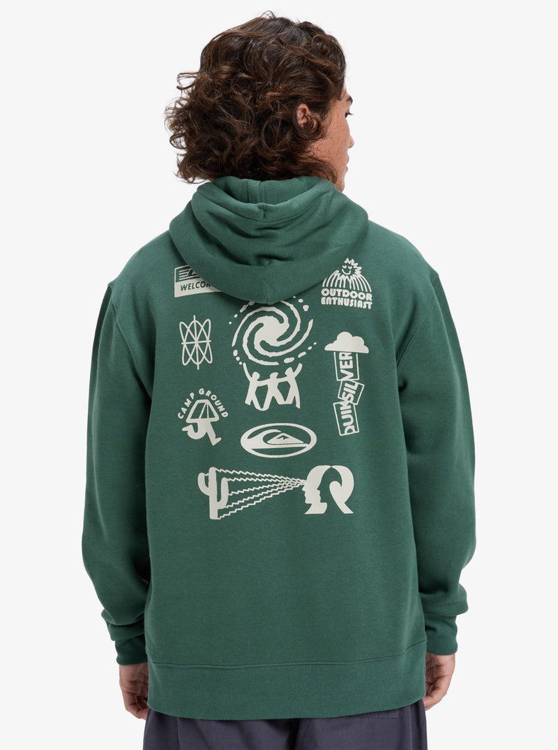 Load image into Gallery viewer, Quiksilver Men&#39;s Salt Water Graphic Hoodie Trekking Green EQYFT05126-TKR

