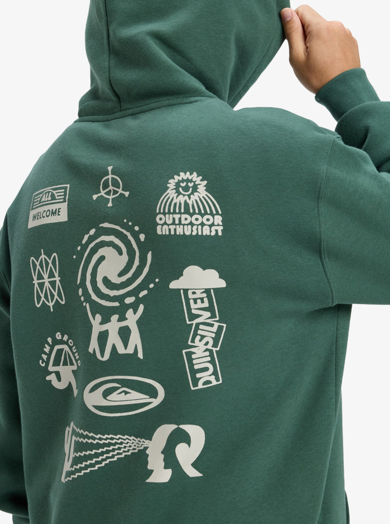 Load image into Gallery viewer, Quiksilver Men&#39;s Salt Water Graphic Hoodie Trekking Green EQYFT05126-TKR
