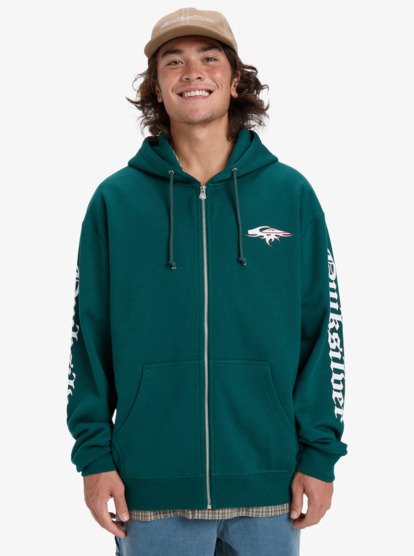 Load image into Gallery viewer, Quicksilver Men's Old English Zip Through Hoodie Green EQYFT05156-GRN
