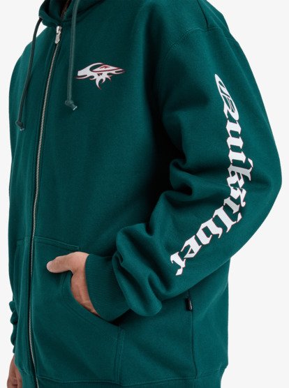 Load image into Gallery viewer, Quicksilver Men's Old English Zip Through Hoodie Green EQYFT05156-GRN

