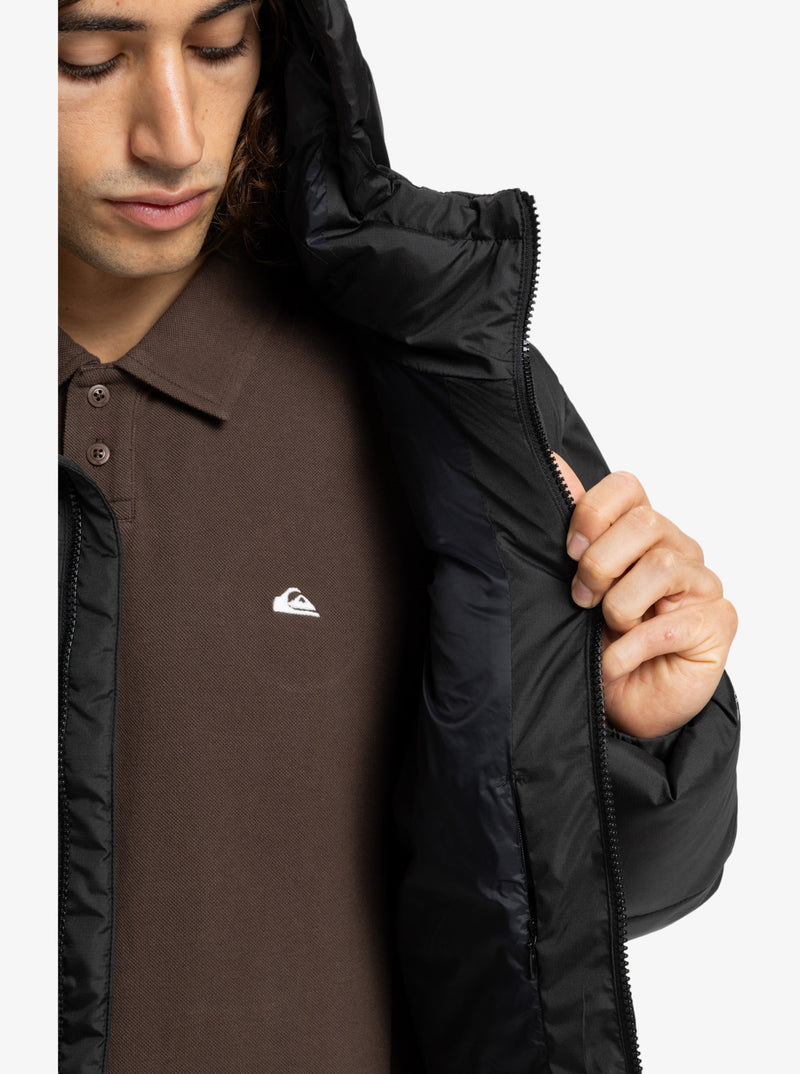 Load image into Gallery viewer, Quiksilver Men&#39;s Cold Days Puffer Hooded Jacket Black EQYJK04173-KVJ0

