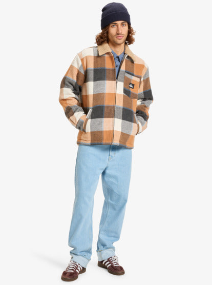 Load image into Gallery viewer, Quiksilver Men&#39;s Dna Sherpa Harrington Jacket Almond Sherpa Harrington EQYJK04201_CMD1

