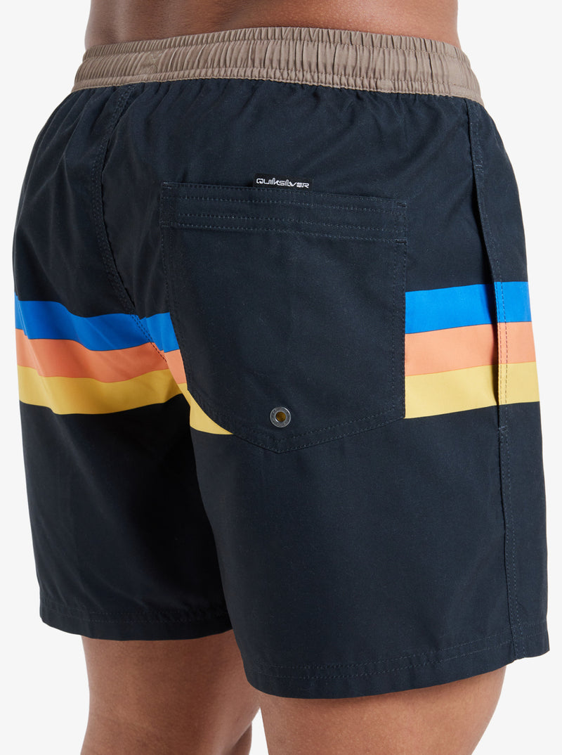 Load image into Gallery viewer, Quiksilver Men&#39;s Everyday Straight 15&quot; Swim Shorts Black Retro Stripe EQYJV04121_KVJ5
