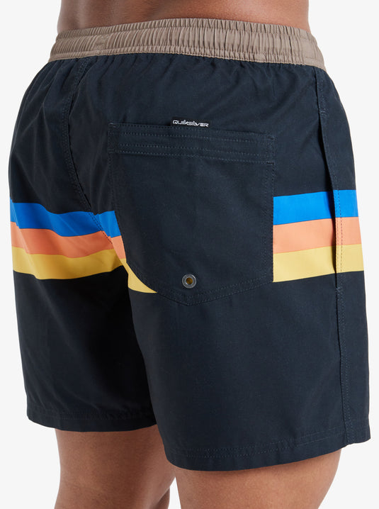 Quiksilver Men's Everyday Straight 15" Swim Shorts Black Retro Stripe EQYJV04121_KVJ5