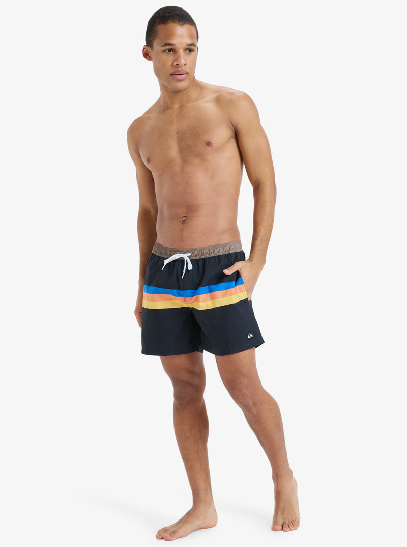 Load image into Gallery viewer, Quiksilver Men&#39;s Everyday Straight 15&quot; Swim Shorts Black Retro Stripe EQYJV04121_KVJ5
